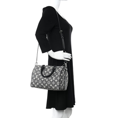 Louis Vuitton Denim Monogram Jacquard Speedy Bandouliere 25 Black 2 of 10