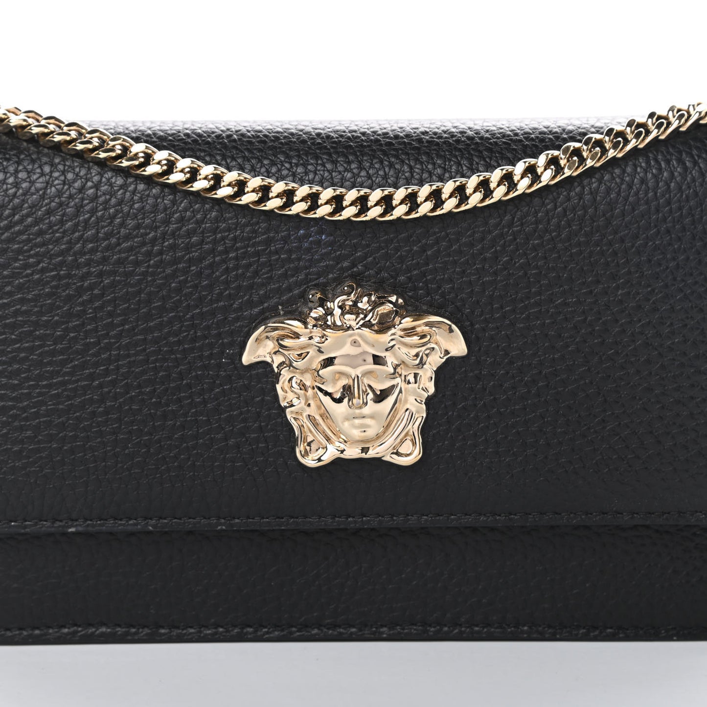 Grained Calfskin Palazzo Chain Evening Bag Black