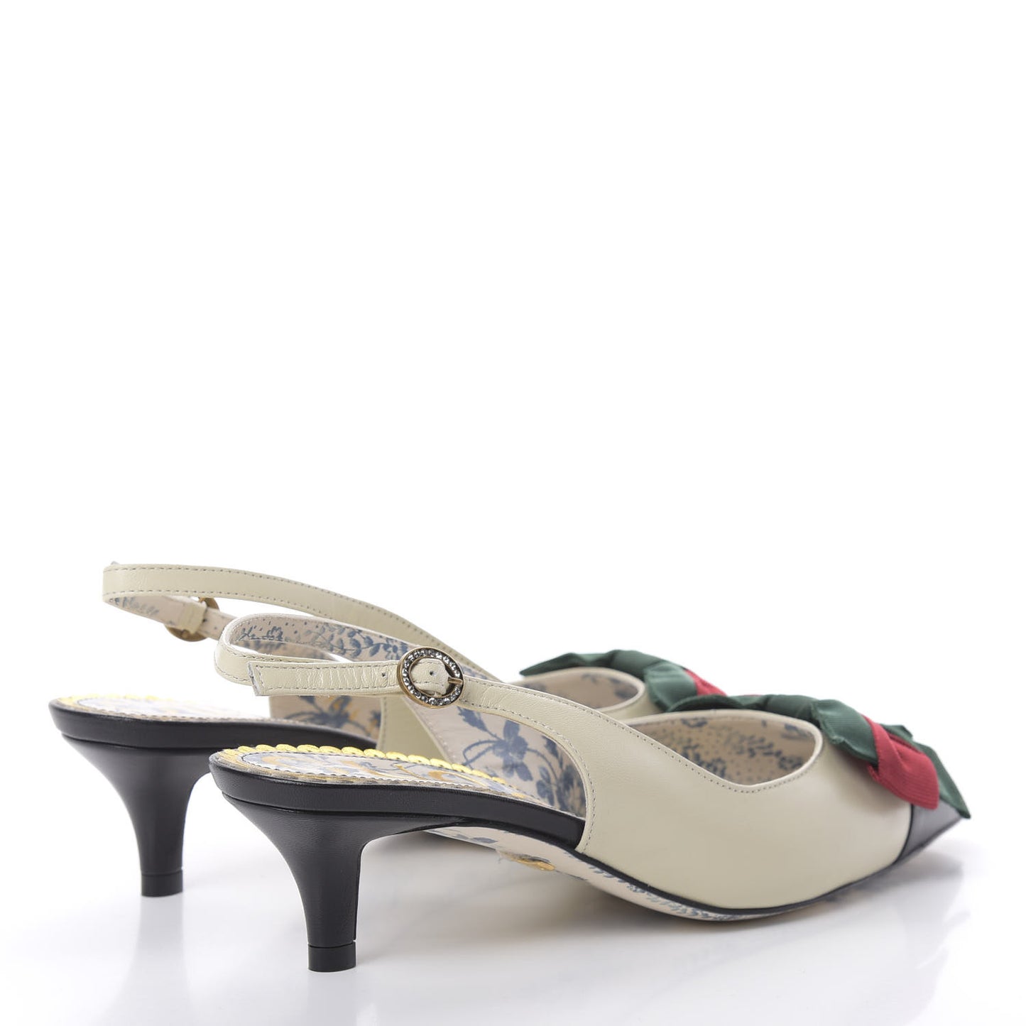 Malaga Kid Web Bow Jane Low Heel Slingback Pumps 35.5 Off White