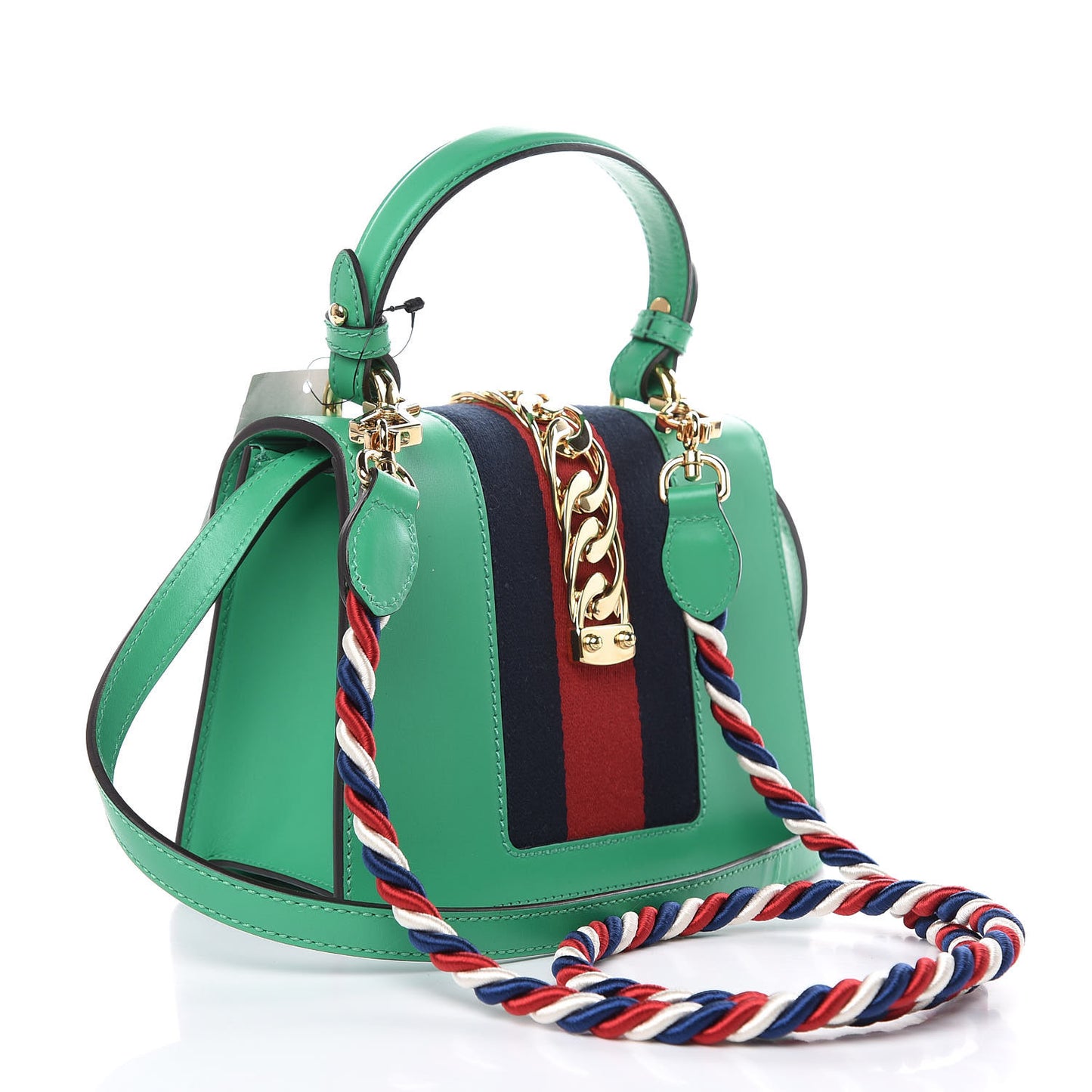 Vitello Fontanella Web Mini Sylvie Top Handle Bag Synthetic Green Garden