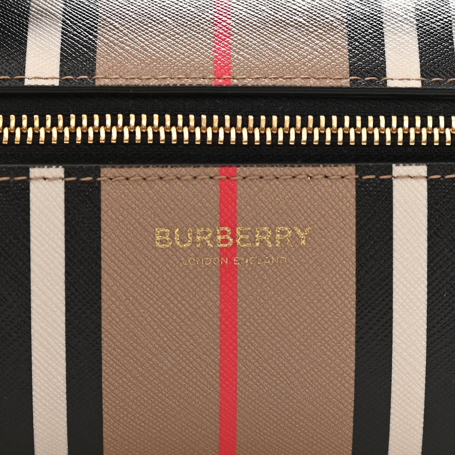 E-Canvas Calfskin Stripe Icon Barrel Bag Archive Beige
