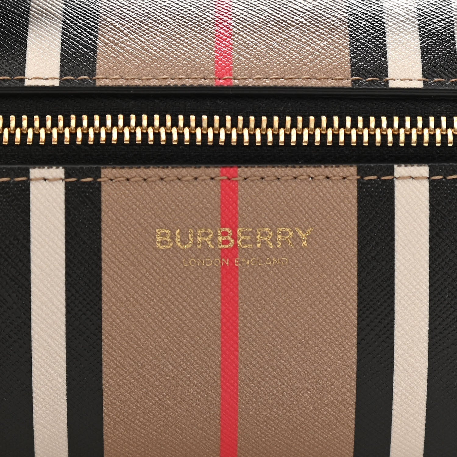 Burberry E-Canvas Calfskin Stripe Icon Barrel Bag Archive Beige 9 of 9