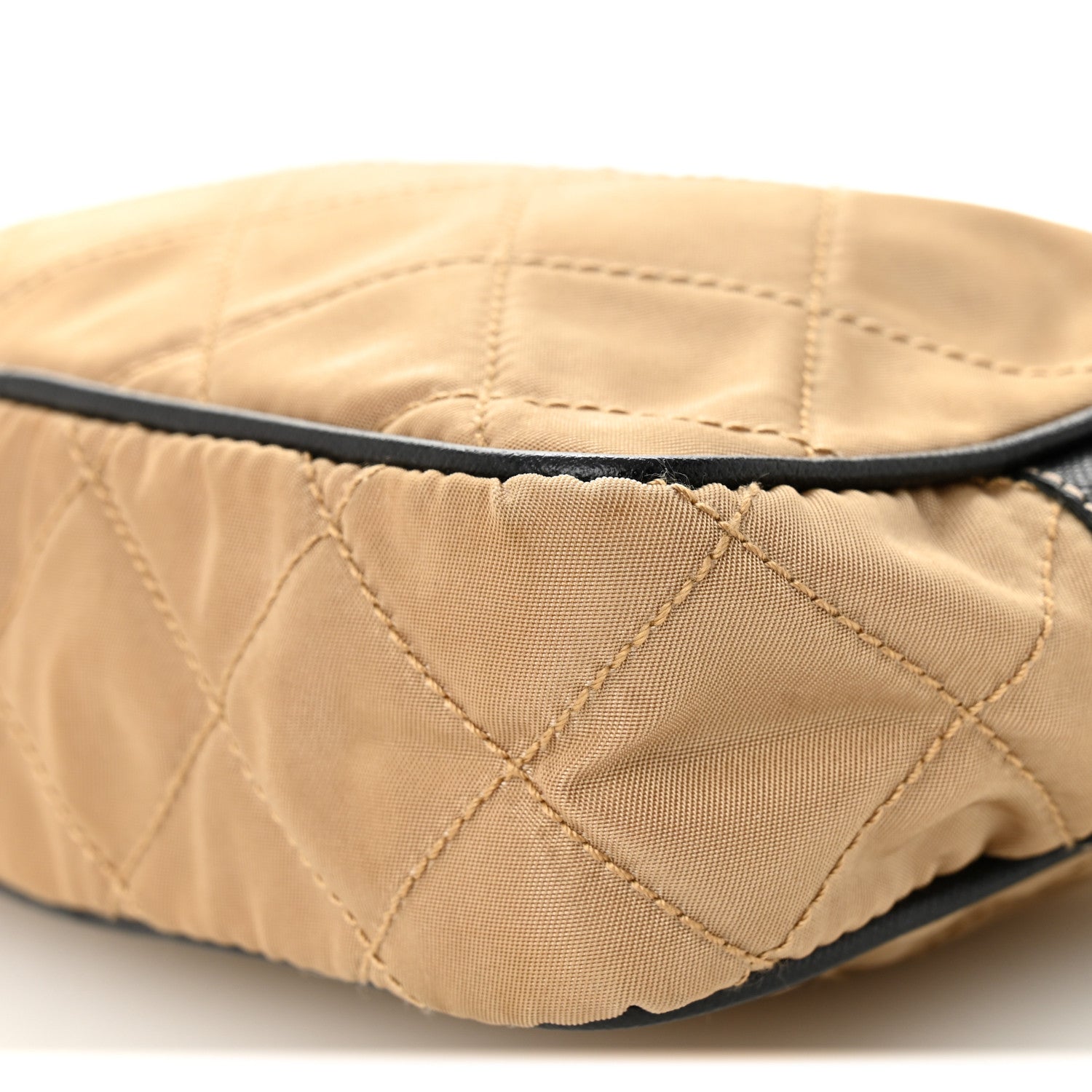 Prada Tessuto Nylon Saffiano Impunturato Quilted Pochette Cammello Black 10 of 10
