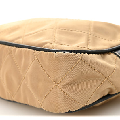 Prada Tessuto Nylon Saffiano Impunturato Quilted Pochette Cammello Black 10 of 10