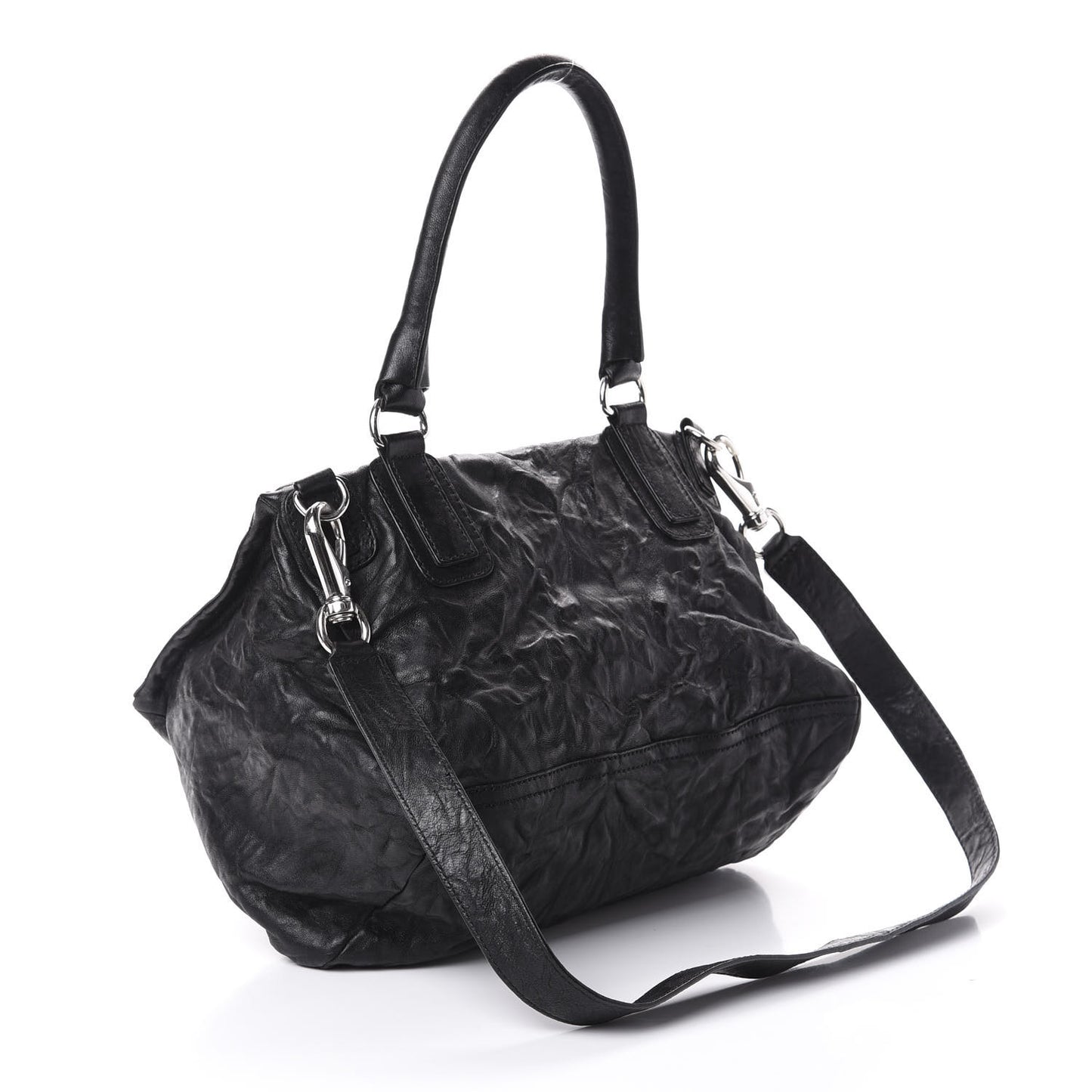 Tumbled Sheepskin Medium Pandora Bag Black