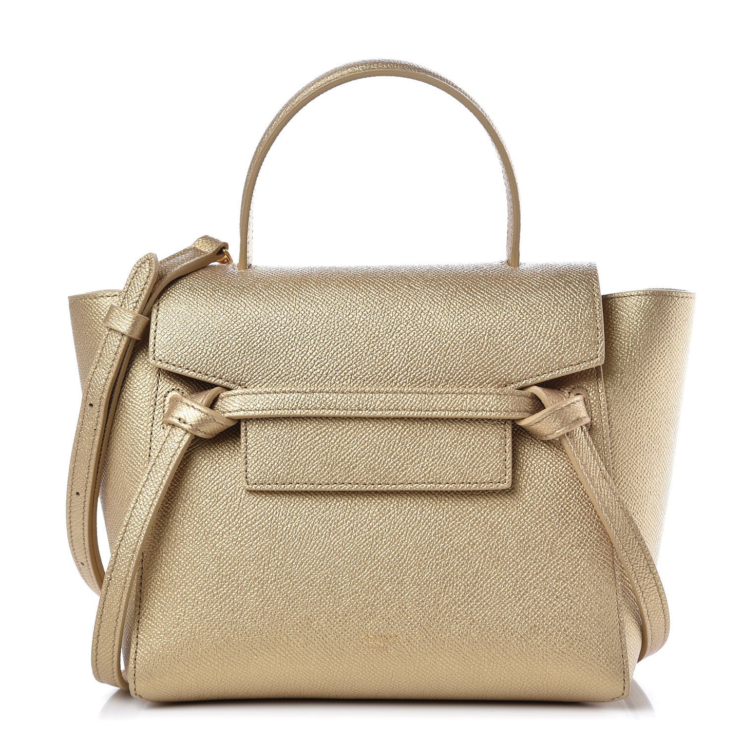 Laminated Calfskin Nano Belt Bag Gold