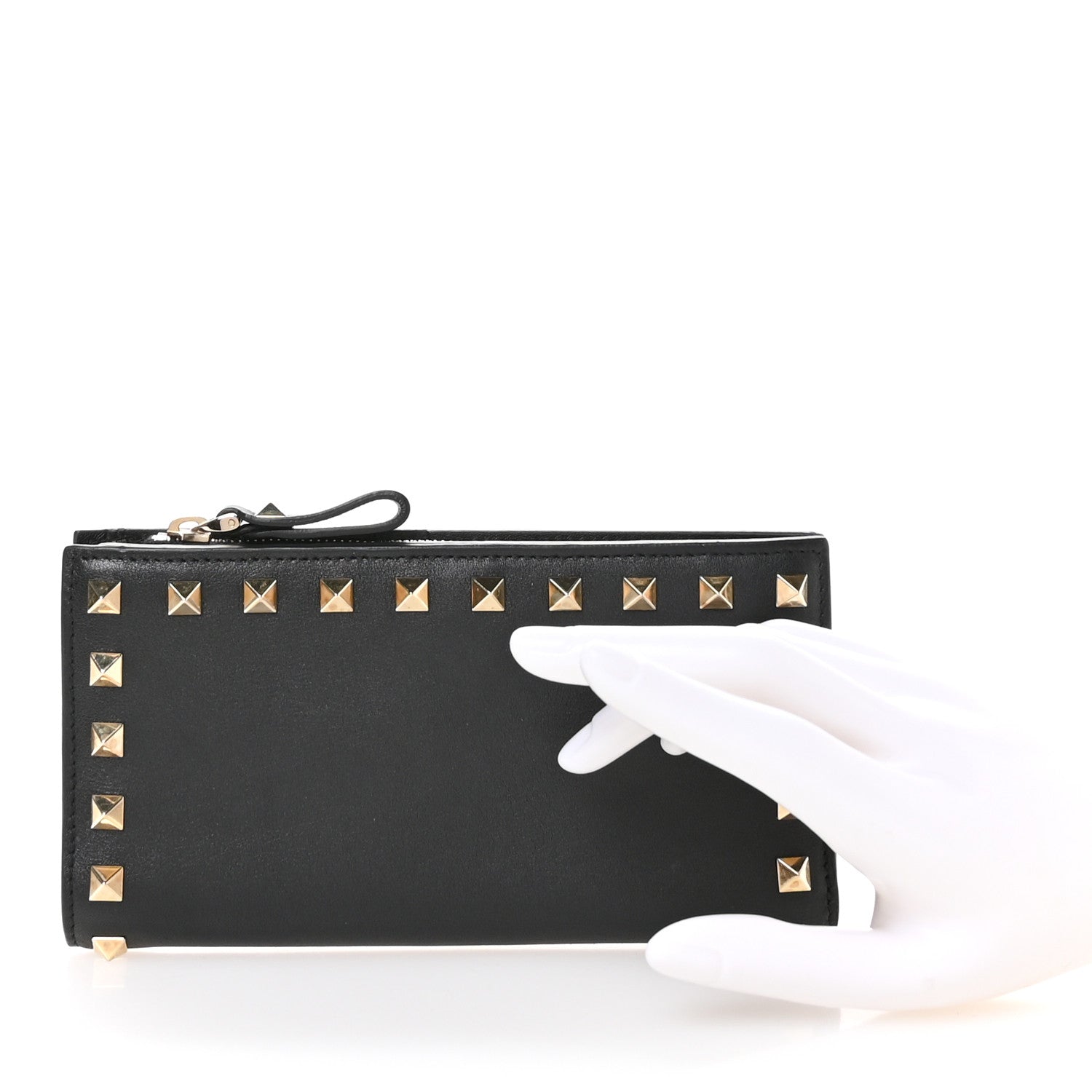 Valentino Garavani Calfskin Rockstud Continental Wallet Black 2 of 8