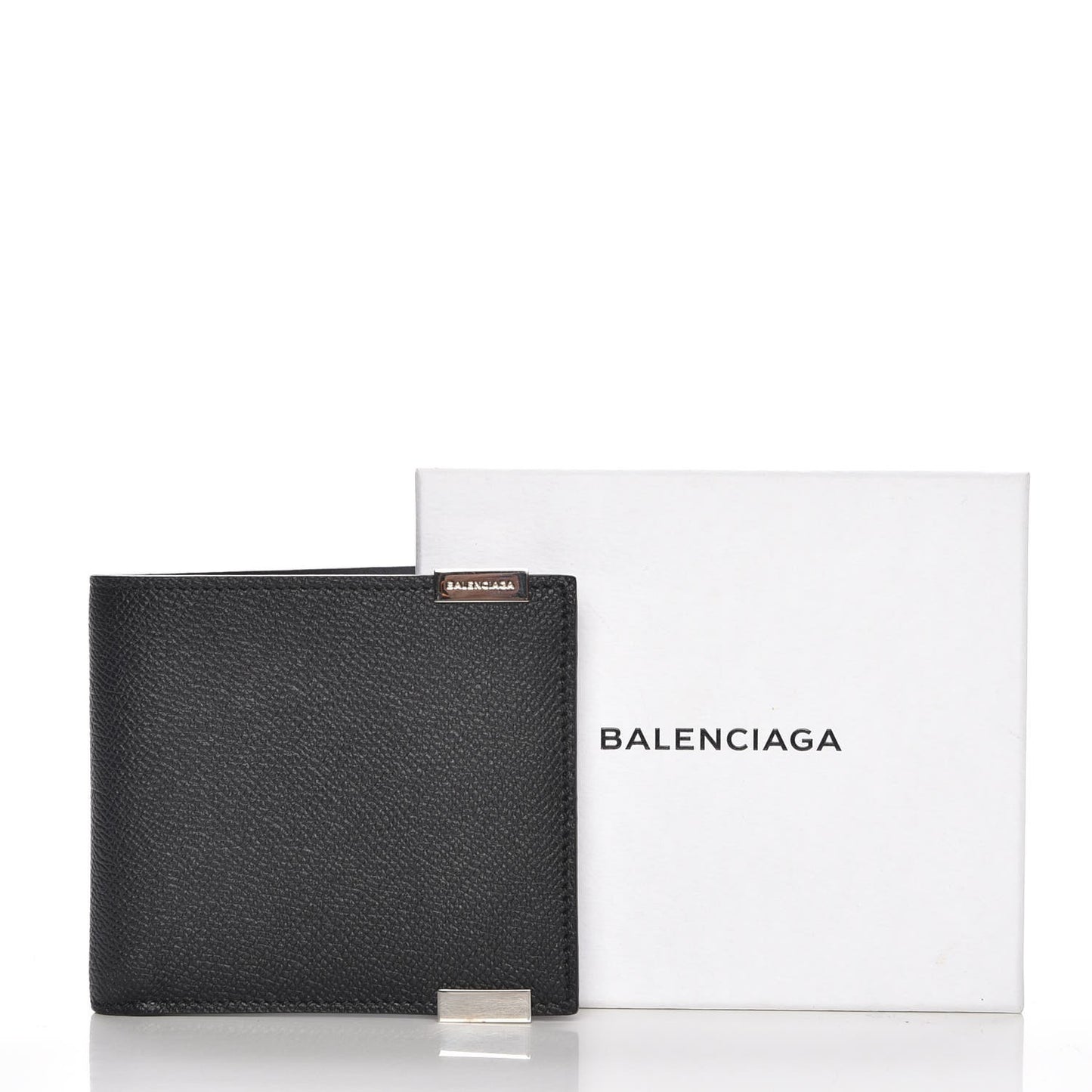 Grained Calfskin Phileas Square Wallet Black