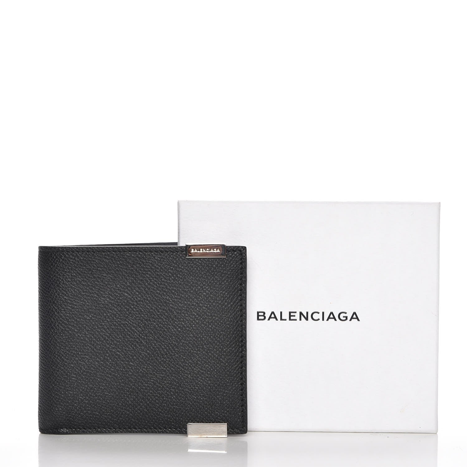 Balenciaga Grained Calfskin Phileas Square Wallet Black 9 of 9