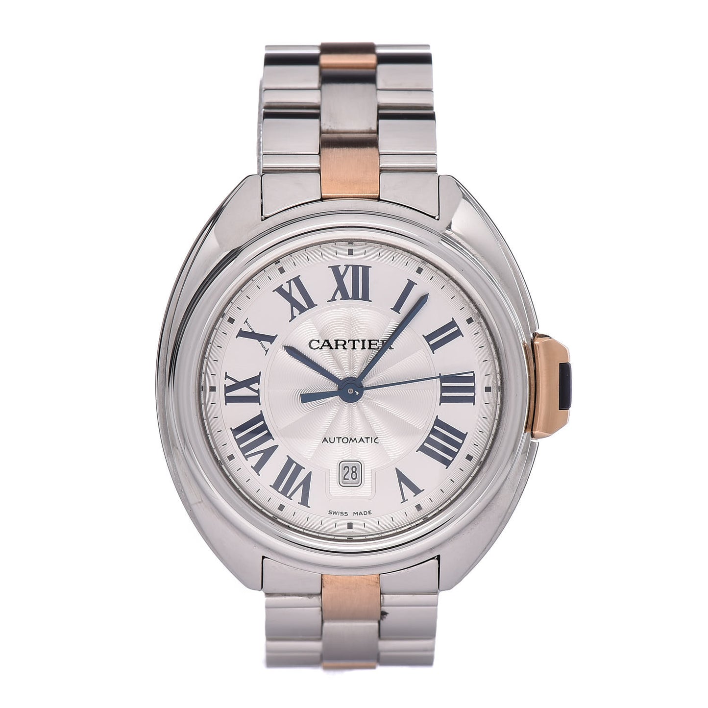 Stainless Steel 18K Pink Gold 31mm Cle De Automatic Watch