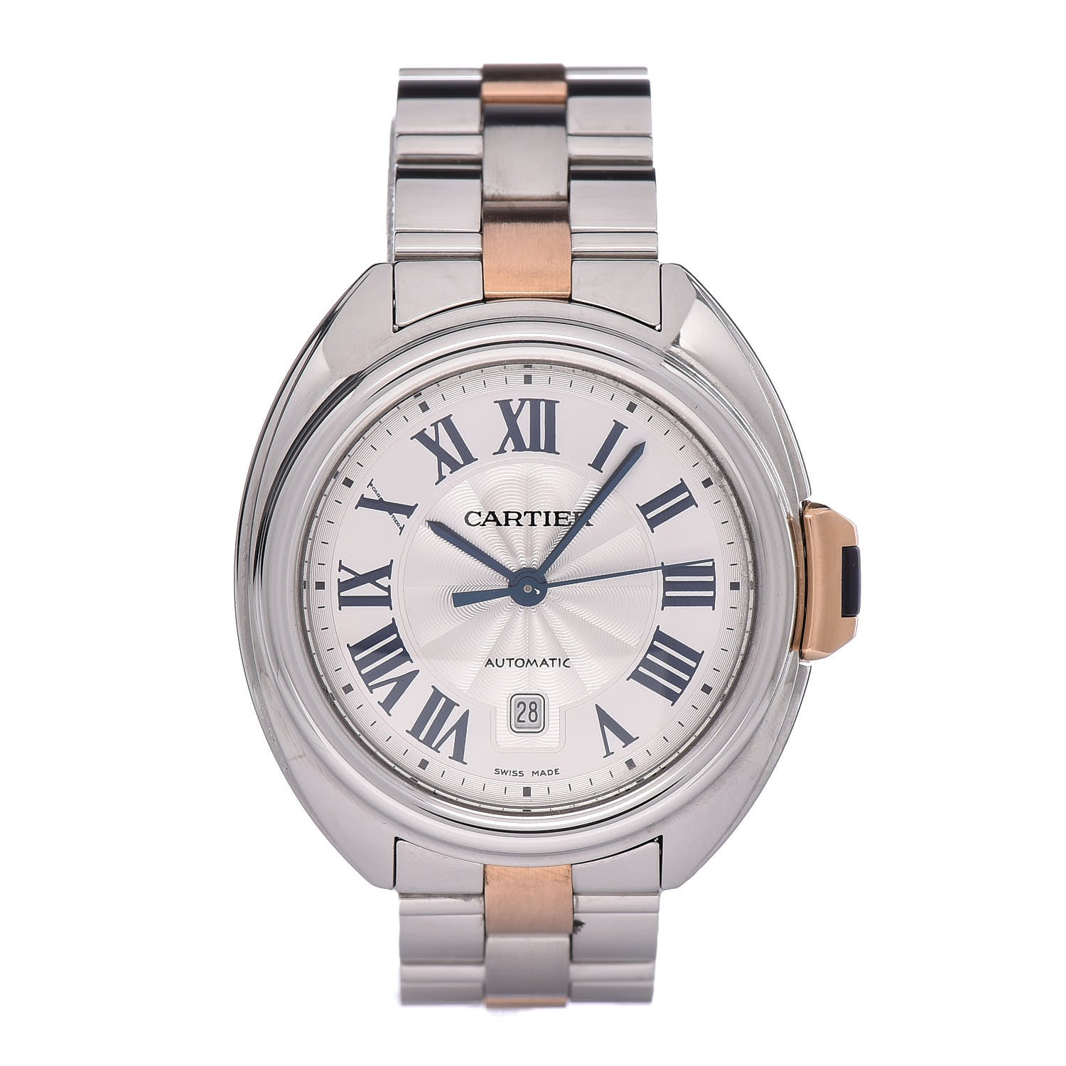 Cartier Stainless Steel 18K Pink Gold 31mm Cle De Automatic Watch 1 of 9