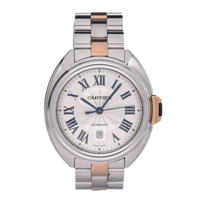 Cartier Stainless Steel 18K Pink Gold 31mm Cle De Automatic Watch 1 of 9