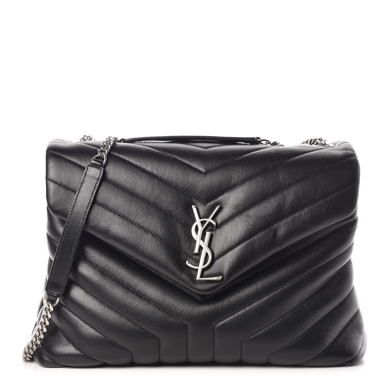 Saint Laurent Calfskin Y Quilted Monogram Medium Loulou Chain Satchel Black 1 of 13