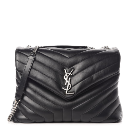 Saint Laurent Calfskin Y Quilted Monogram Medium Loulou Chain Satchel Black 1 of 13