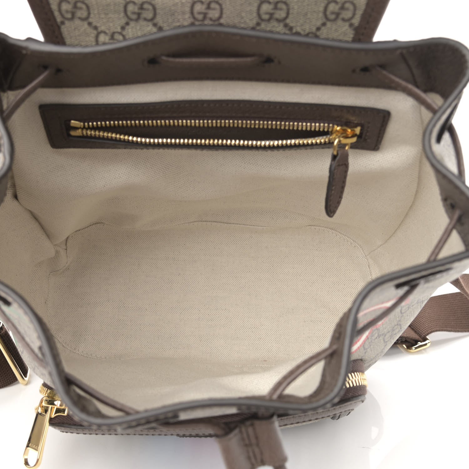 Gucci GG Supreme Monogram Equestrian Textured Dollar Calfskin Retro Interlocking G Buckle Backpack Beige Ebony Multicolor New Acero 5 of 12