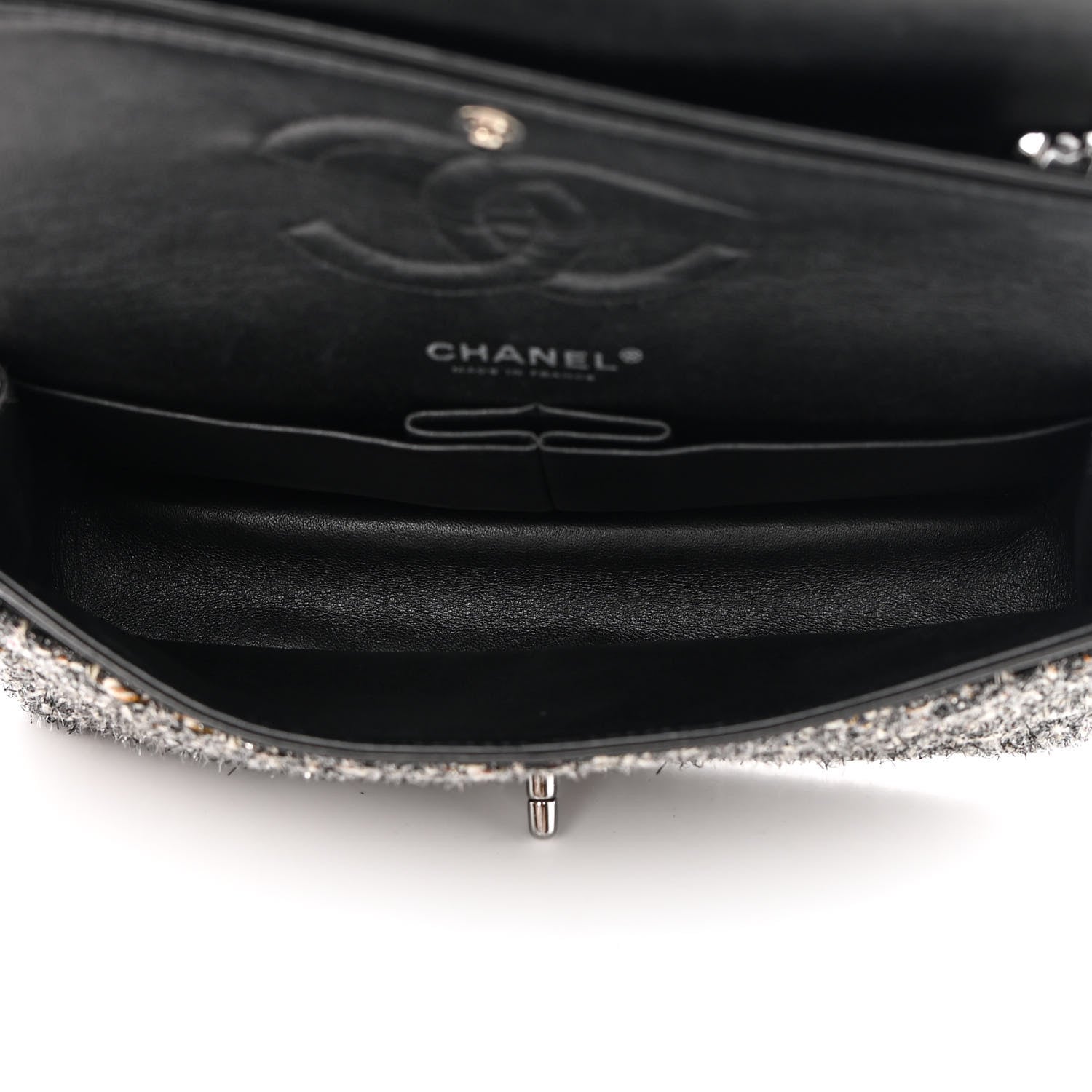 Chanel Metallic Tweed Medium Double Flap Black White 5 of 20