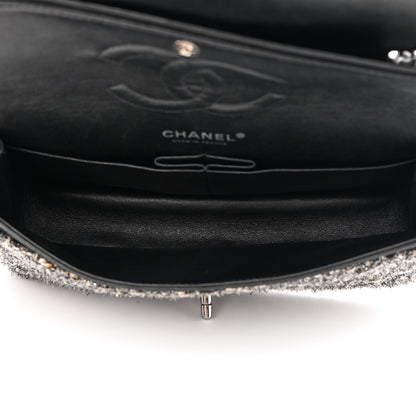 Chanel Metallic Tweed Medium Double Flap Black White 5 of 20