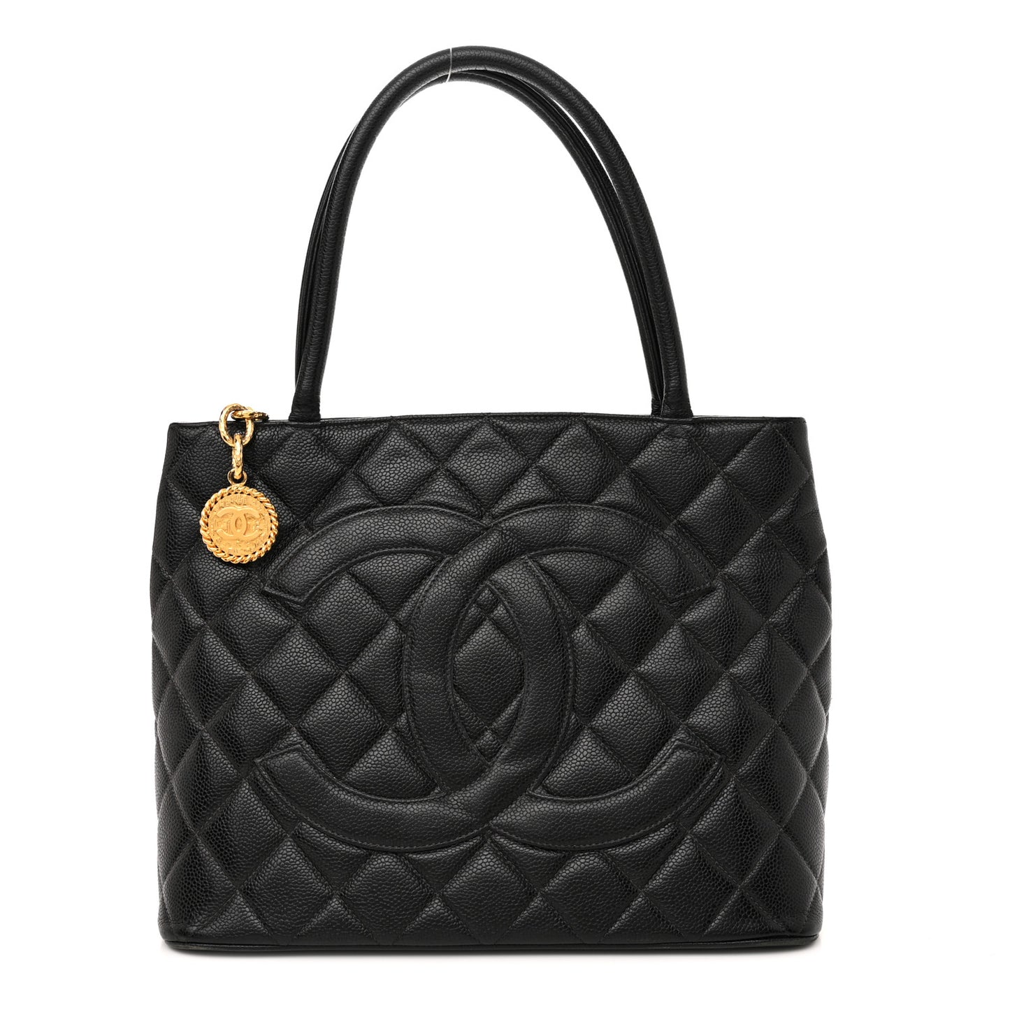 Caviar Quilted Medallion Tote Black