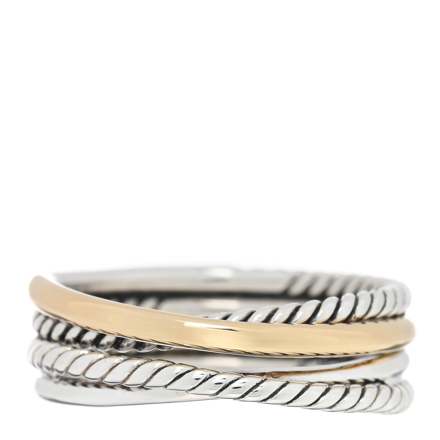 David Yurman Sterling Silver 18K Yellow Gold Narrow Crossover Ring 55 7.25 1 of 4