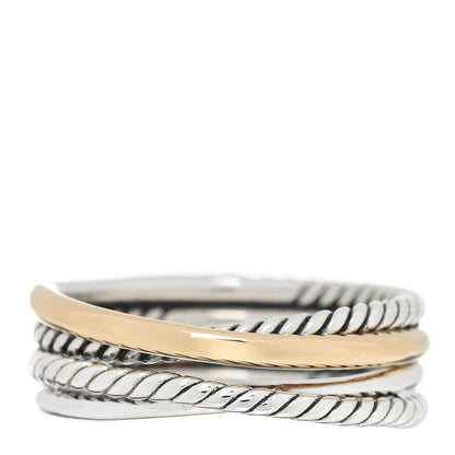 David Yurman Sterling Silver 18K Yellow Gold Narrow Crossover Ring 55 7.25 1 of 4