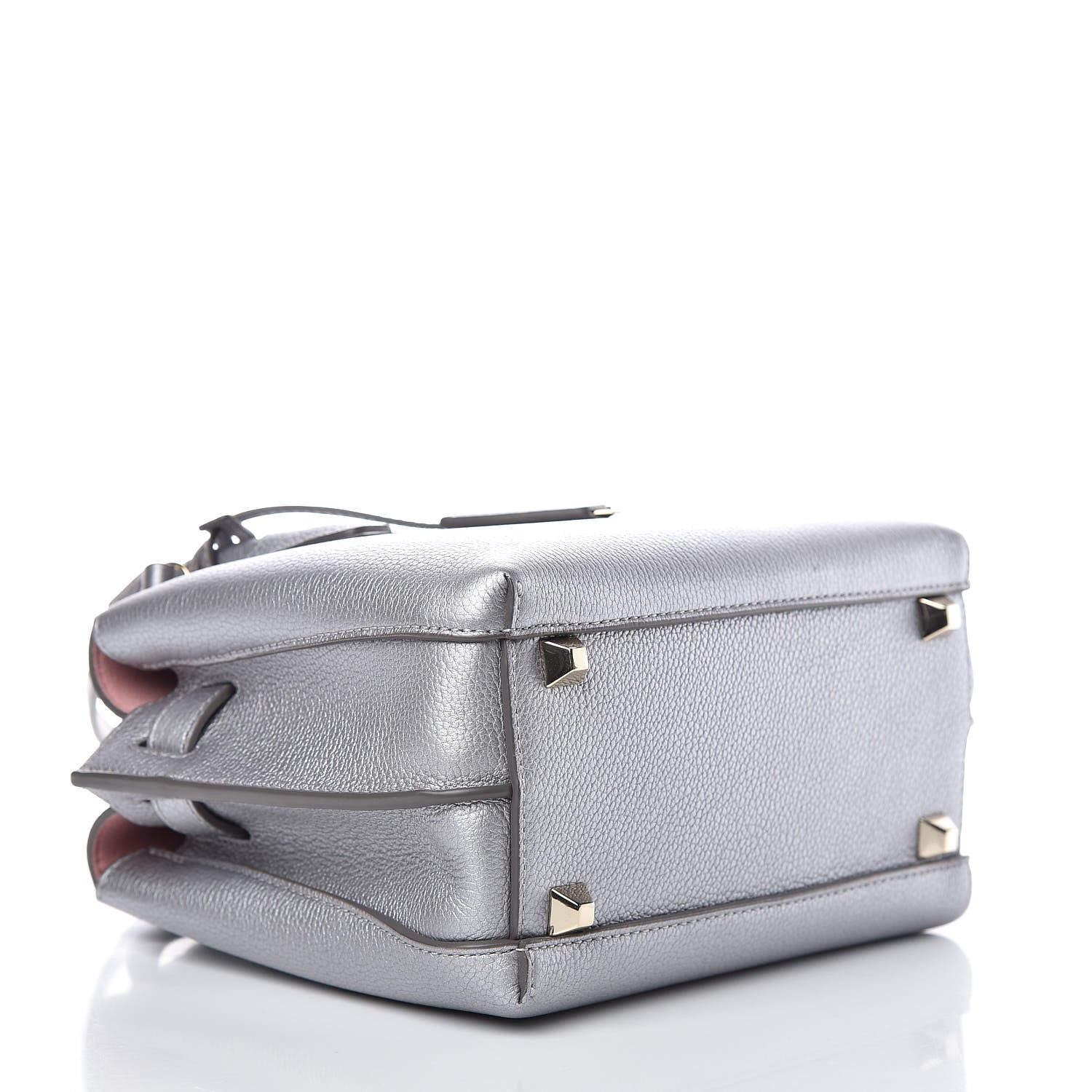 MCM Metallic Grained Calfskin Mini Milla Tote Spike Silver 4 of 9