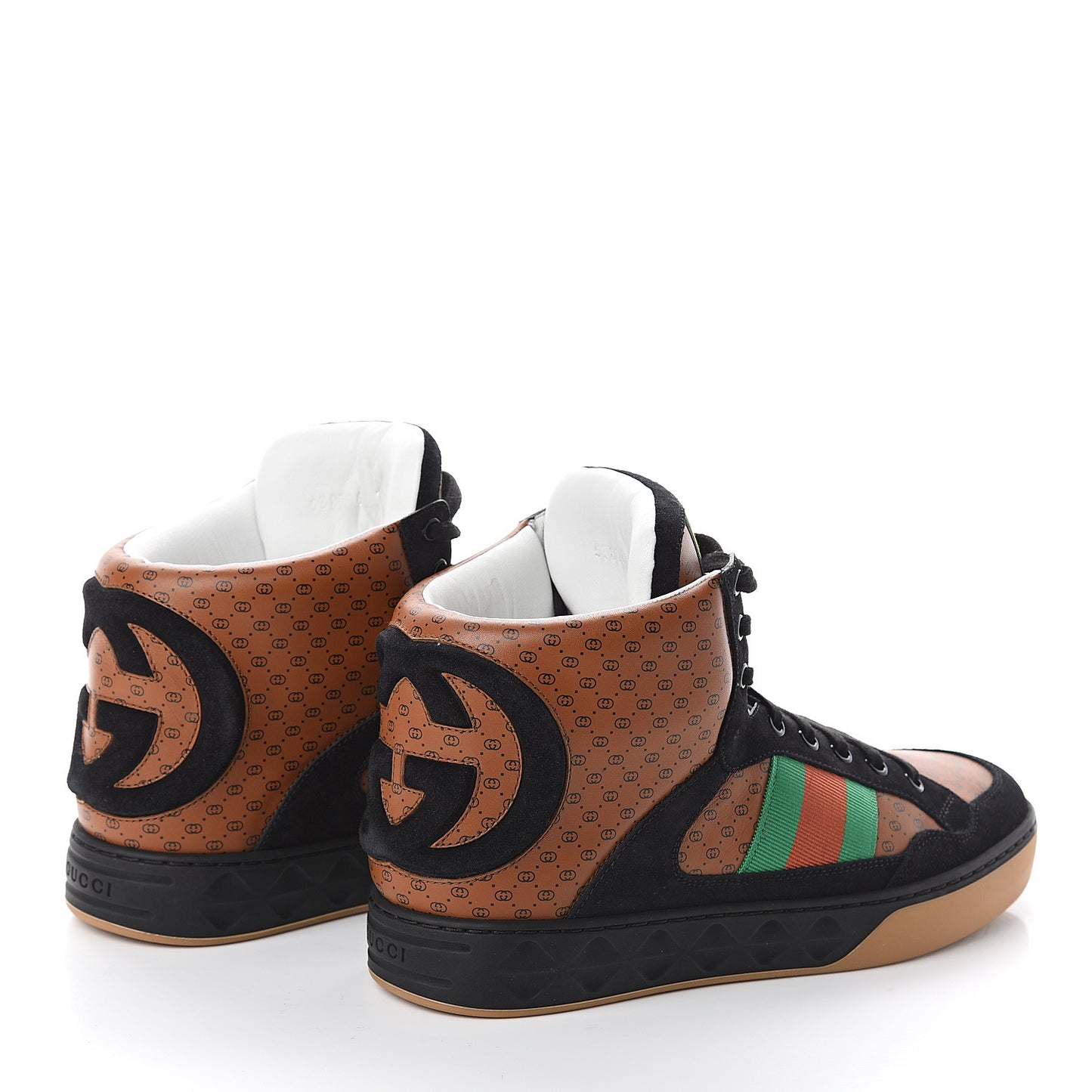 X DAPPER DAN Calfskin Suede GG Micro Monogram Mens High Top Sneakers 7.5 Brown
