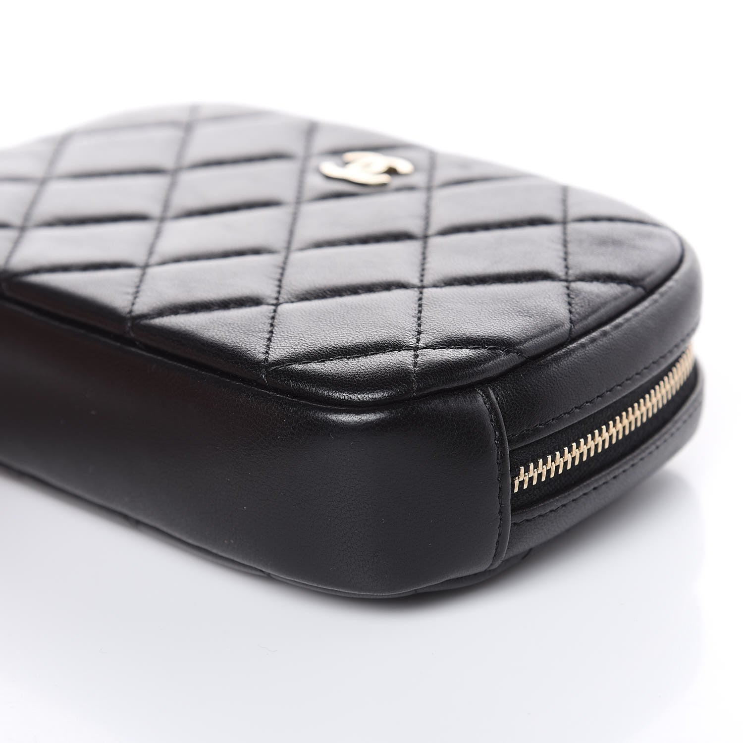 Chanel Lambskin Quilted Small Curvy Pouch Cosmetic Case Black 9 of 12