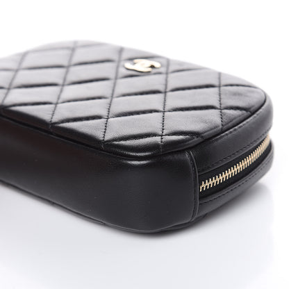 Chanel Lambskin Quilted Small Curvy Pouch Cosmetic Case Black 9 of 12