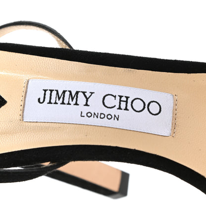 Jimmy Choo Suede Crystal Thyra 100 Sandals 39.5 Black 7 of 7