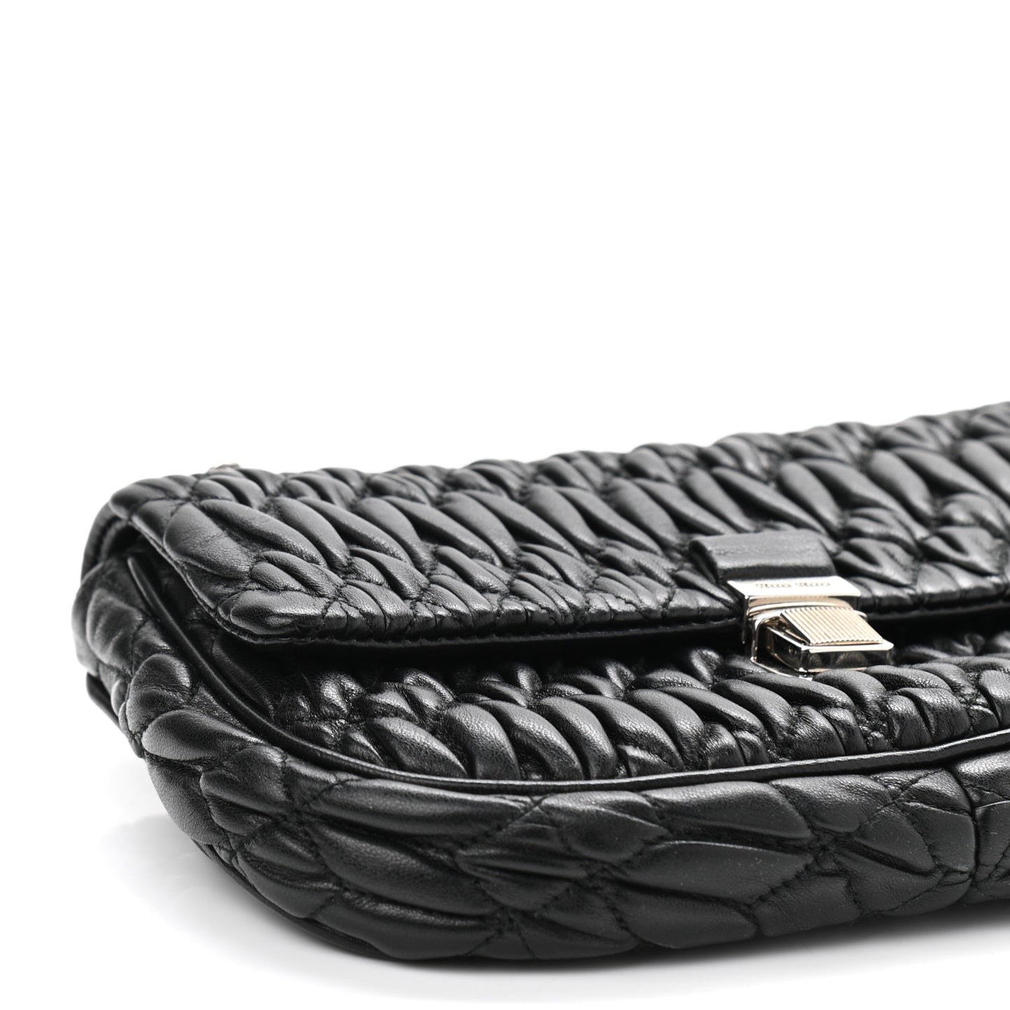 Nappa Matelasse Crystal Chain Crossbody Black