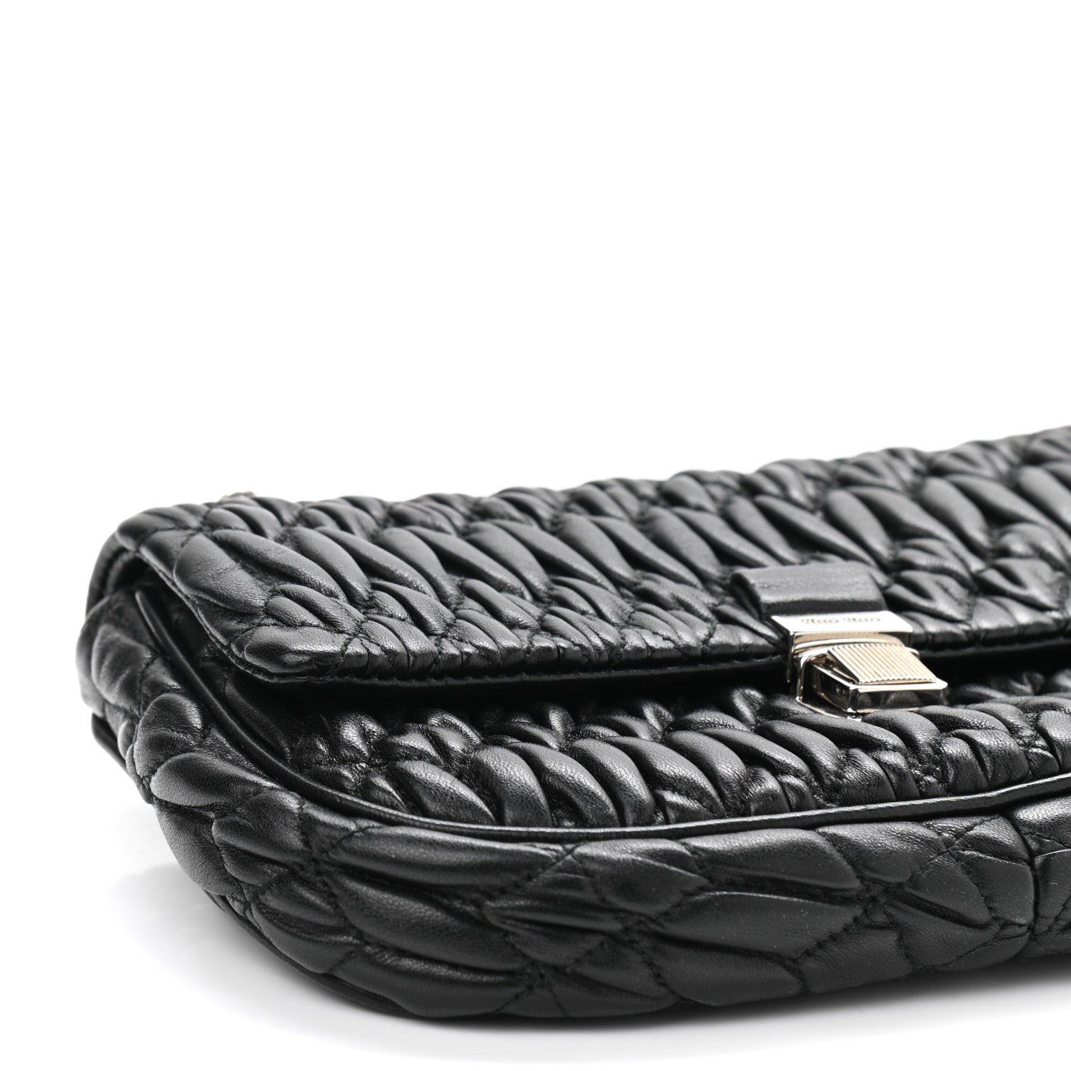 Miu Miu Nappa Matelasse Crystal Chain Crossbody Black 8 of 9