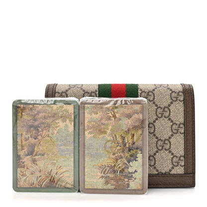 Gucci GG Supreme Monogram Web Ophidia Double Playing Card Case Beige New Acero 3 of 9
