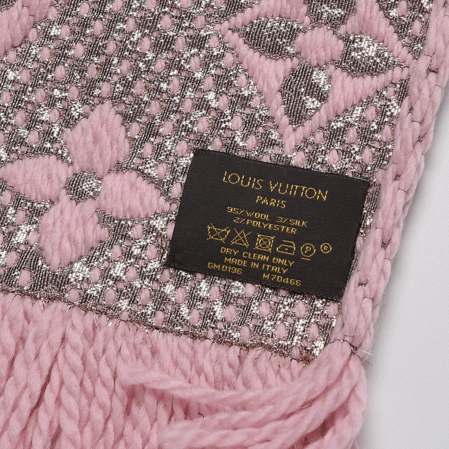 Wool Silk Logomania Shine Scarf Pink