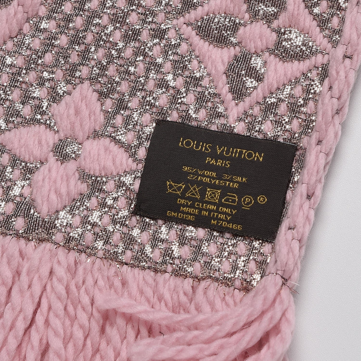 Louis Vuitton Wool Silk Logomania Shine Scarf Pink 4 of 4