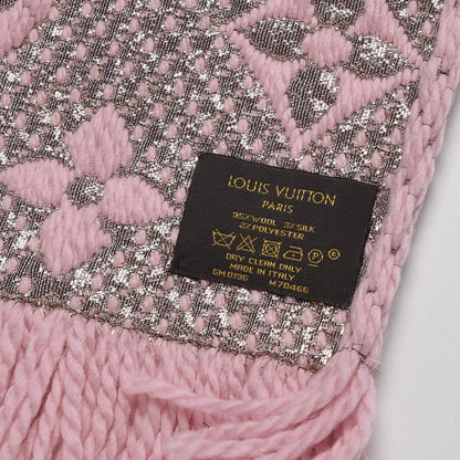 Louis Vuitton Wool Silk Logomania Shine Scarf Pink 4 of 4