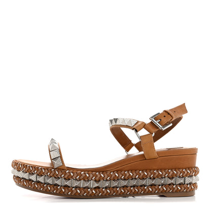 Christian Louboutin Calfskin Cubiste Pyraclou 60 Platform Sandals 37 Terra 1 of 9