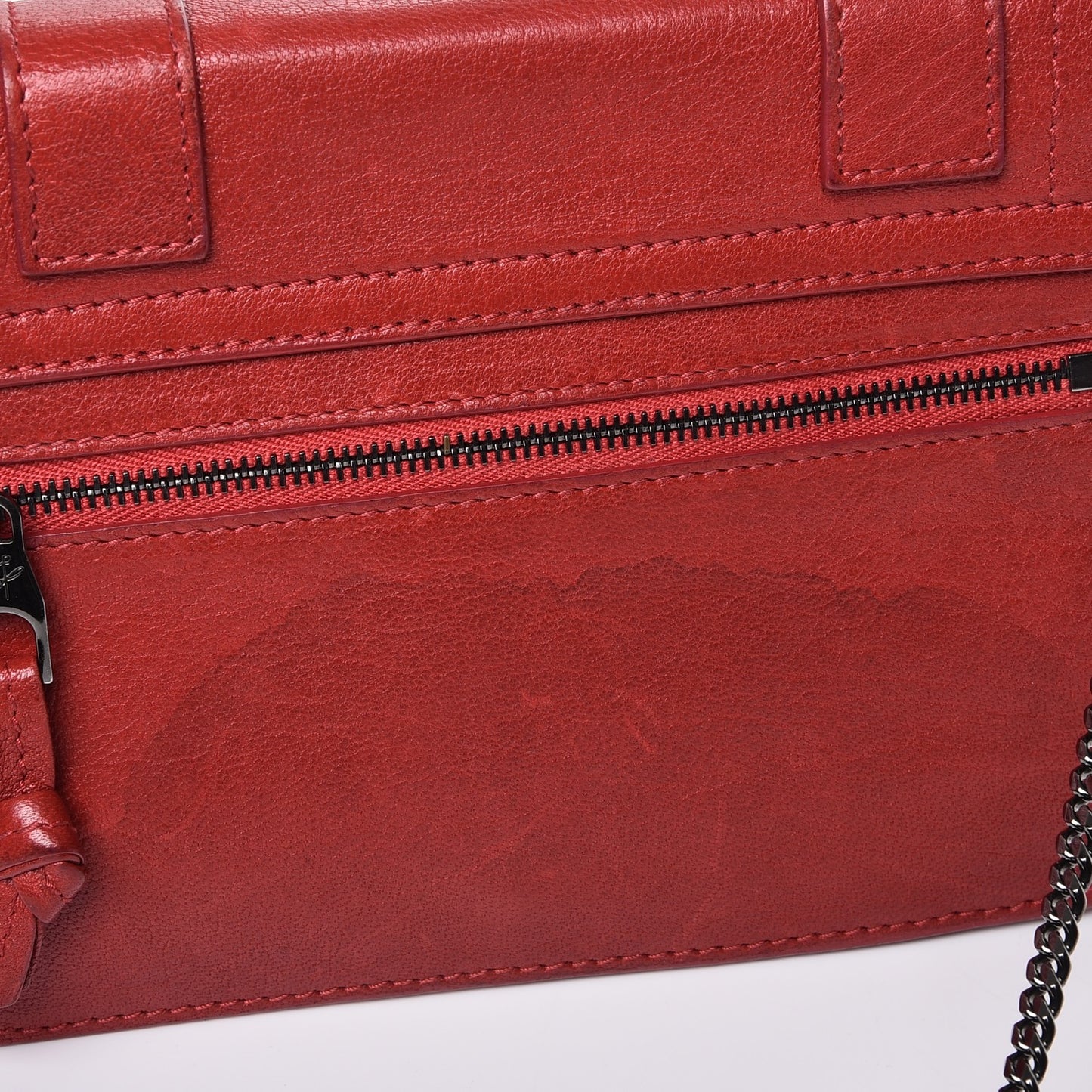 Lambskin PS1 Large Chain Wallet Red