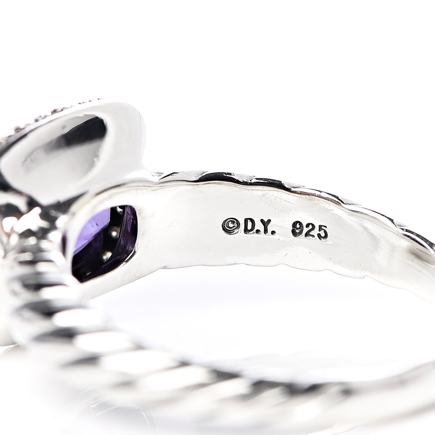 Sterling Silver Diamond Amethyst 10mm Noblesse Ring 56 7.75