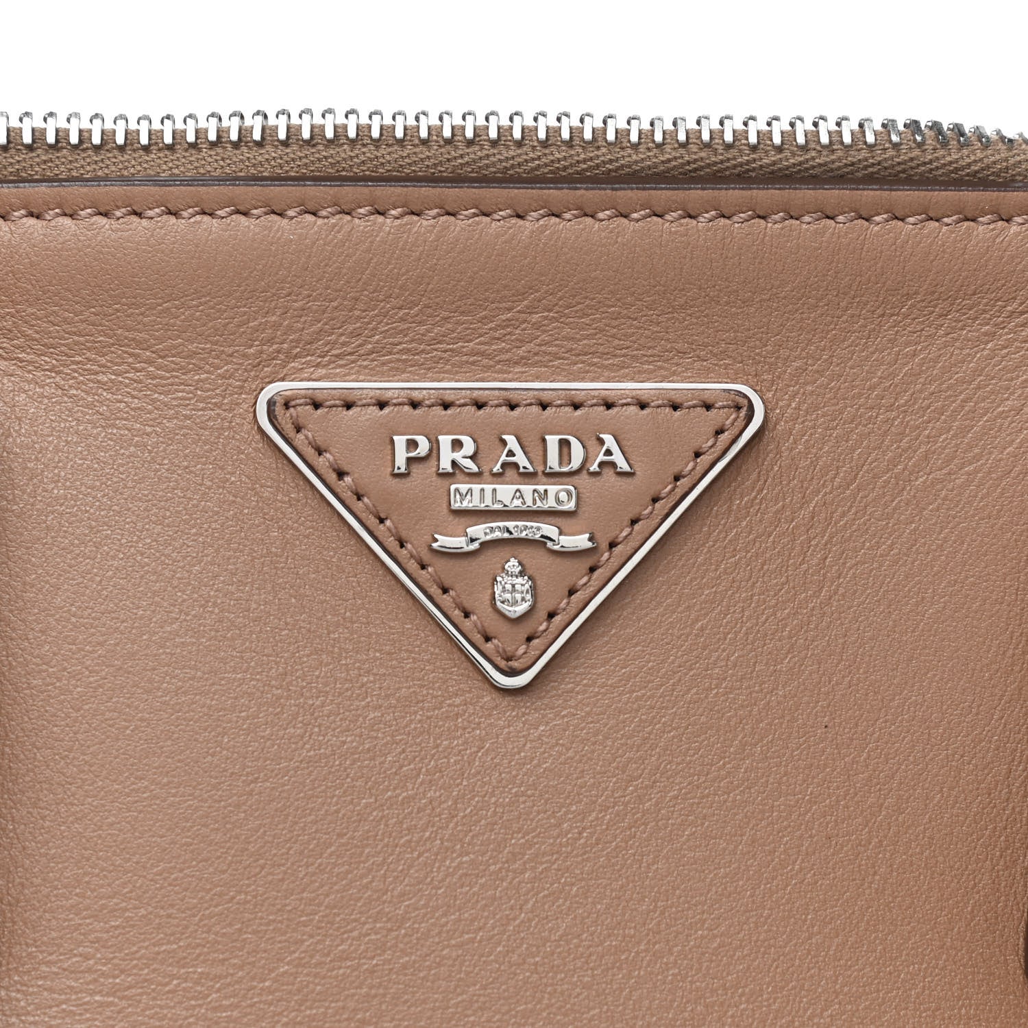 Prada City Calfskin Bi-Color Large Galleria Double Zip Tote Caramel Orange 8 of 8