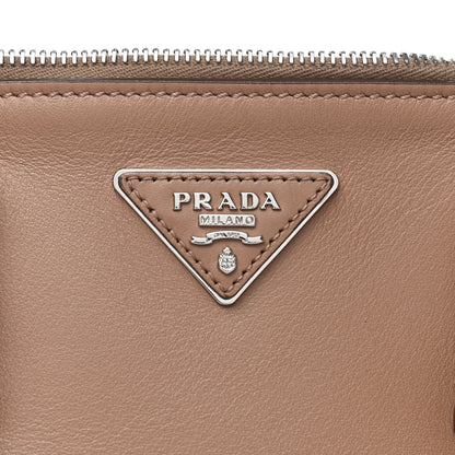 Prada City Calfskin Bi-Color Large Galleria Double Zip Tote Caramel Orange 8 of 8