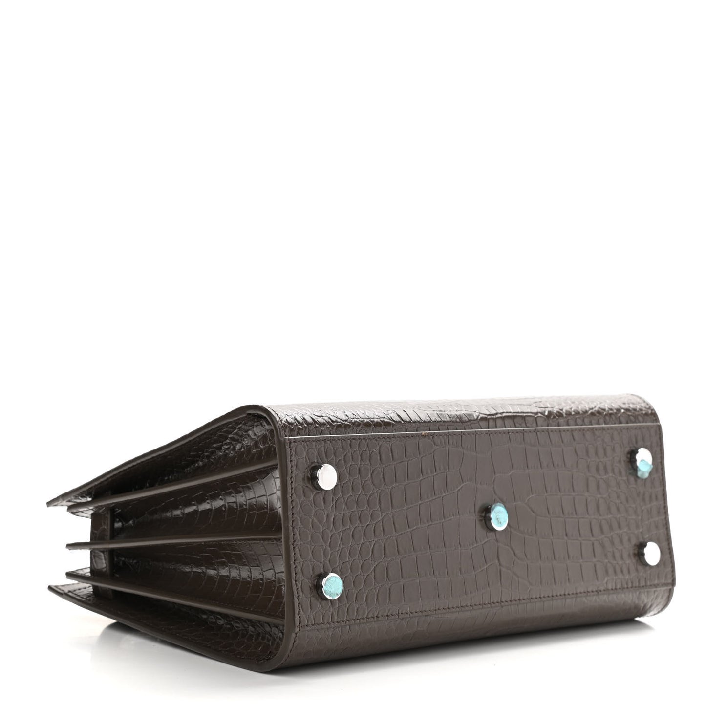 Calfskin Crocodile Embossed Baby Sac De Jour Dark Brown