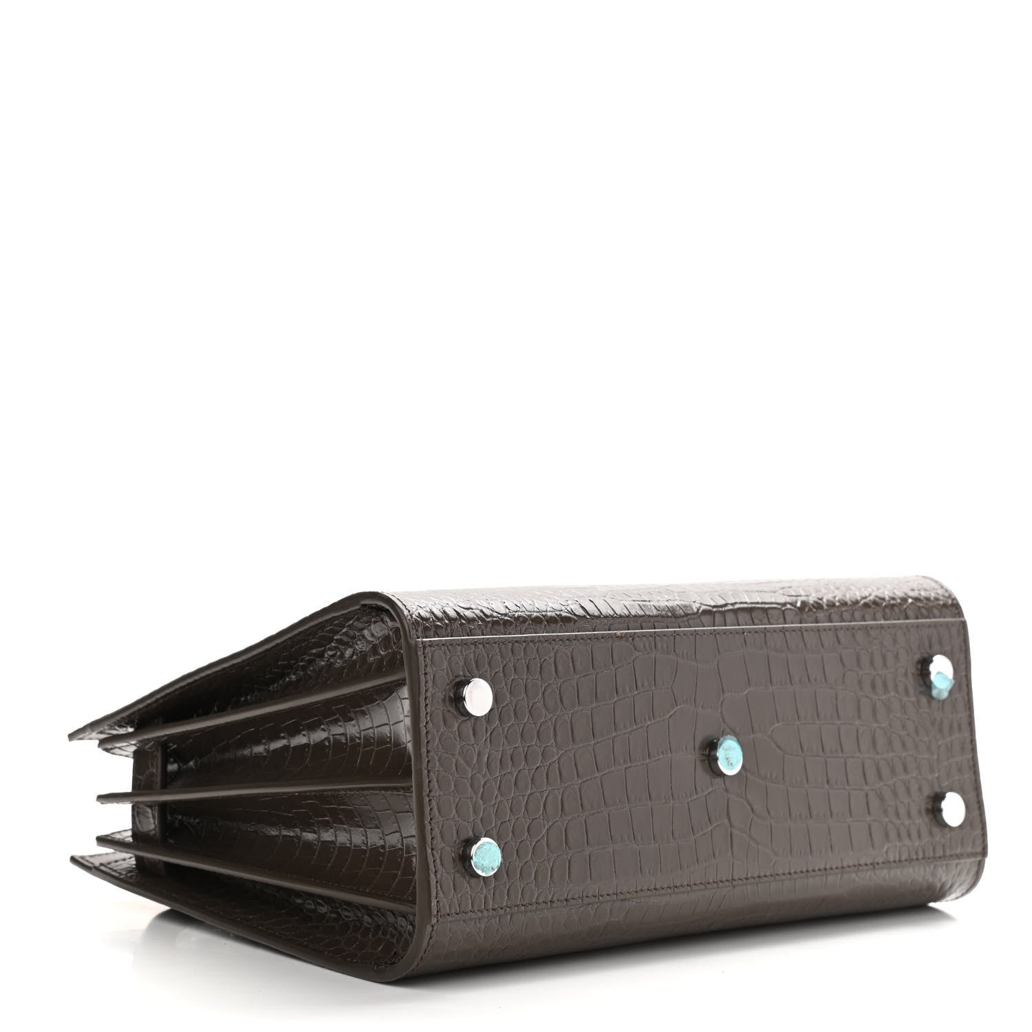 Saint Laurent Calfskin Crocodile Embossed Baby Sac De Jour Dark Brown 4 of 9