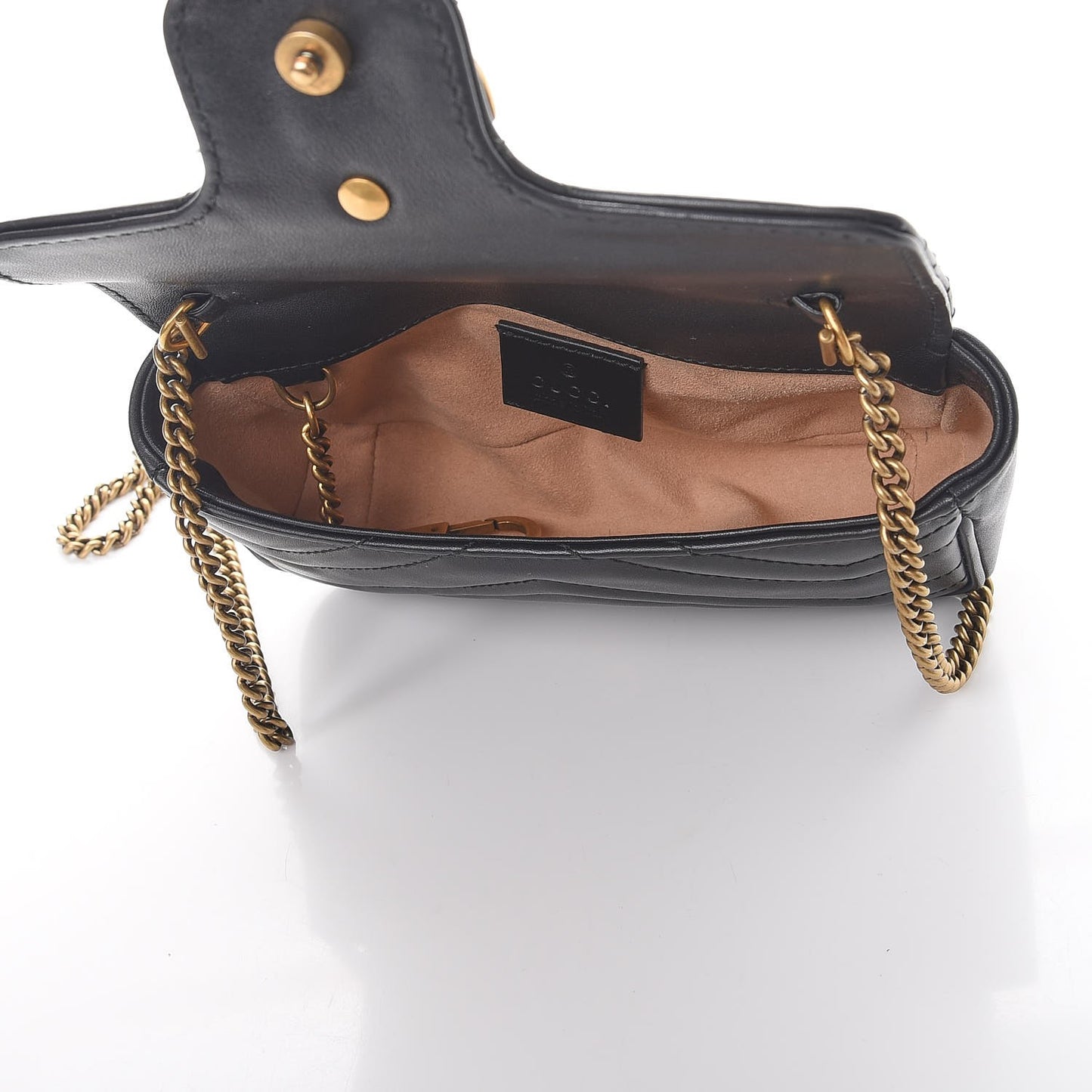Calfskin Matelasse Super Mini GG Marmont Shoulder Bag Black