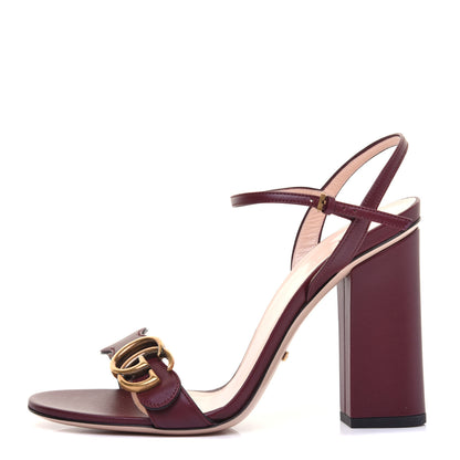 Gucci Lifford Calfskin GG Marmont Ankle Wrap 105mm Sandals 39 Vintage Bordeaux 1 of 7