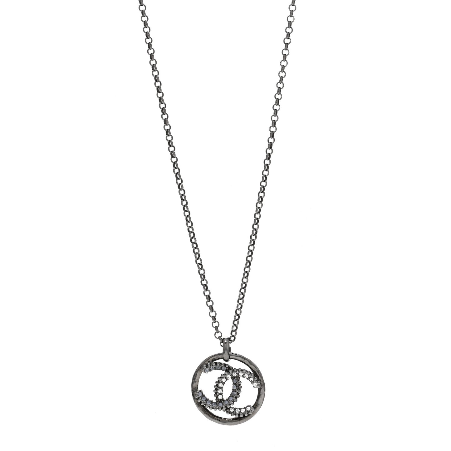 Crystal CC Chain Necklace Silver