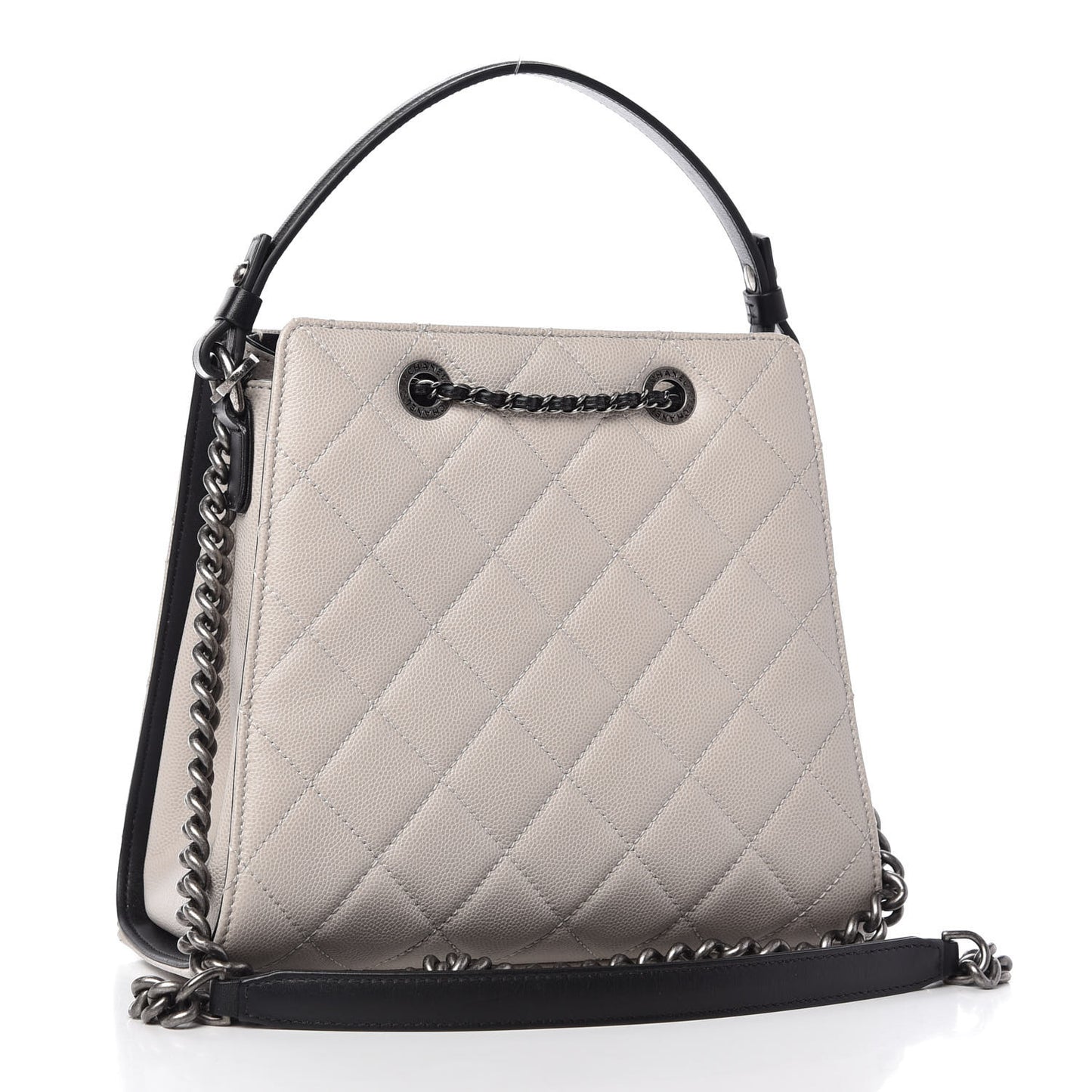 Caviar Quilted Small CC Bucket Bag Grey