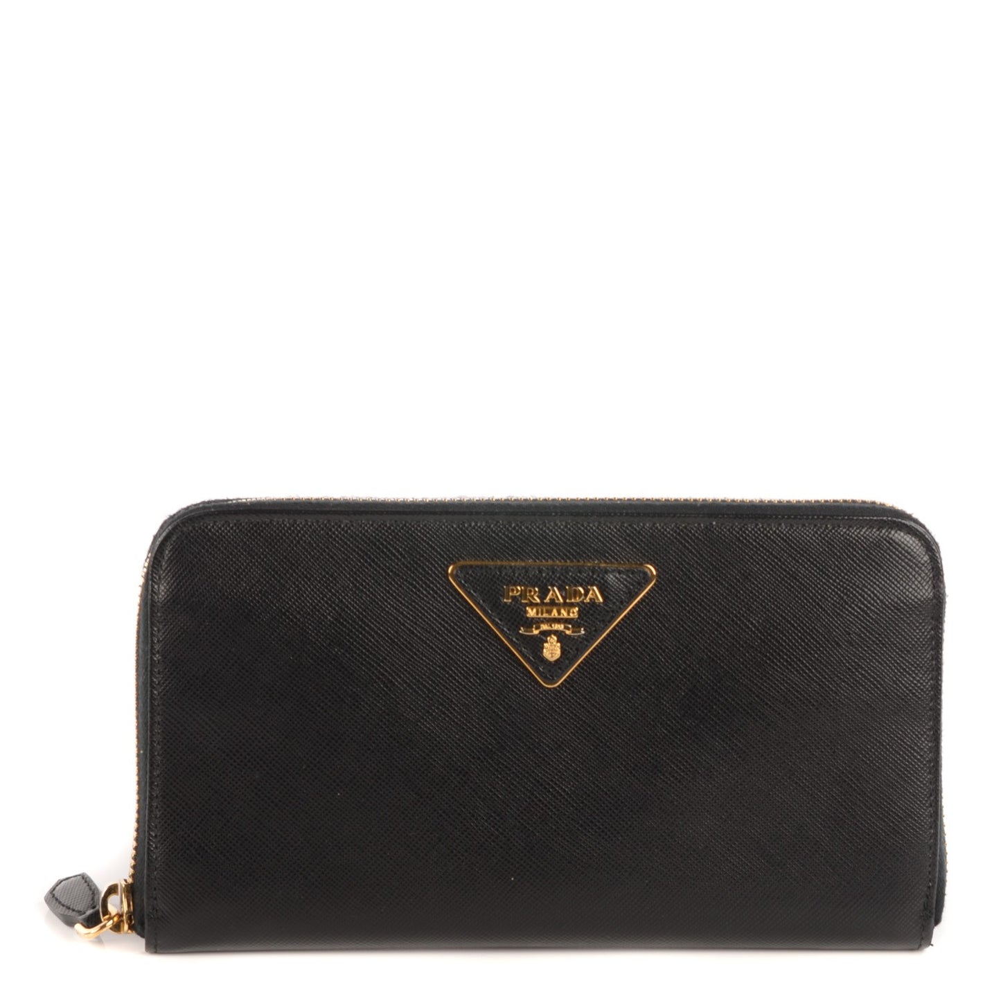 Saffiano Metal Zip Around Wallet Nero Black