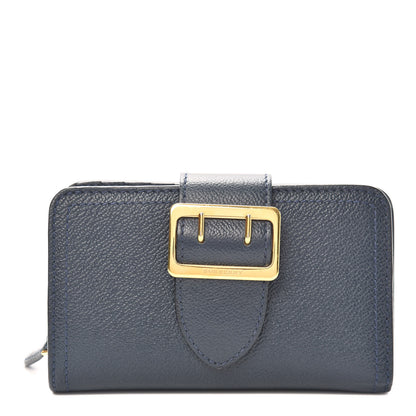 Burberry Grainy Calfskin Buckle Detail Zip Wallet Blue Carbon 1 of 6