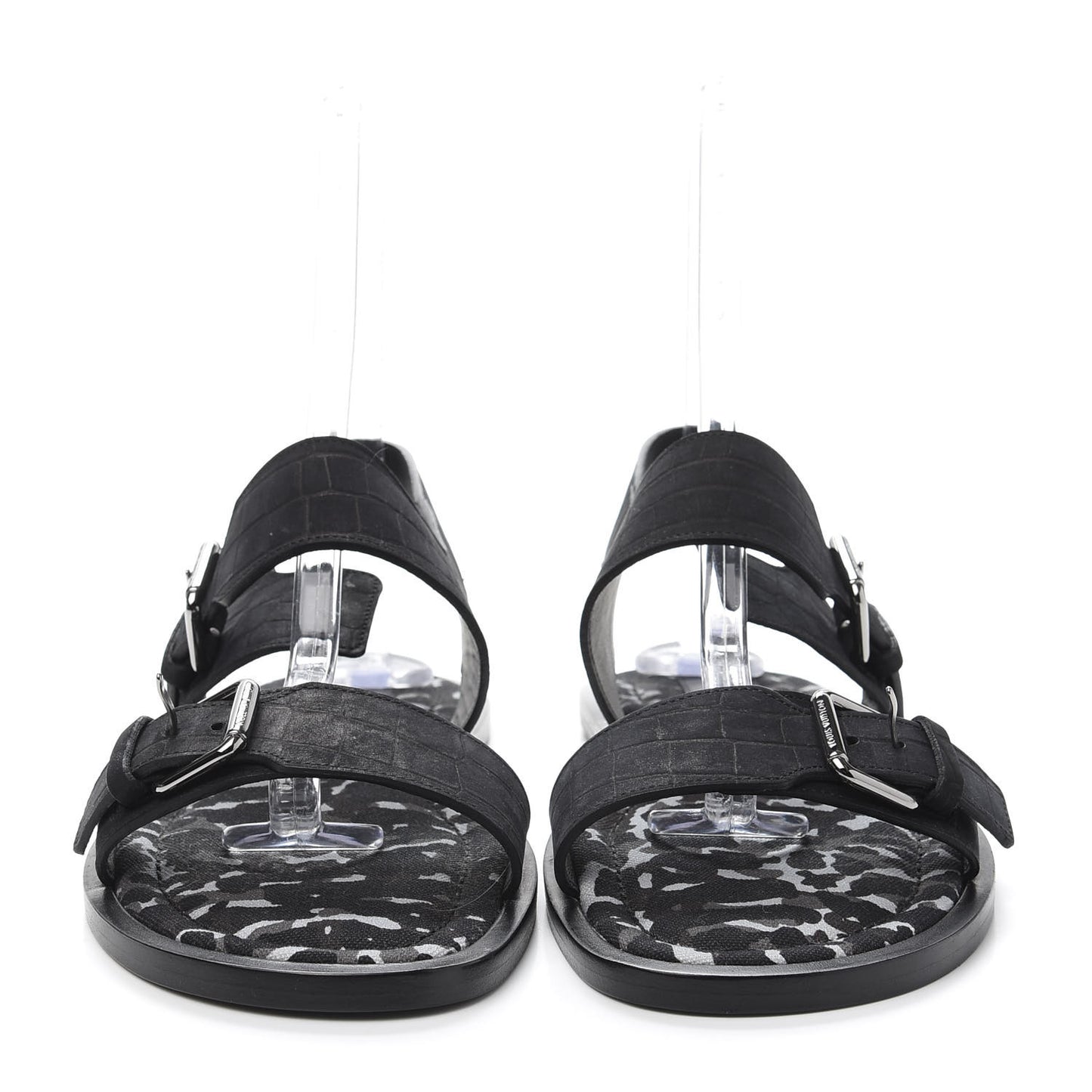 Nubuck Crocodile Embossed Mens Sandals 9.5 Black