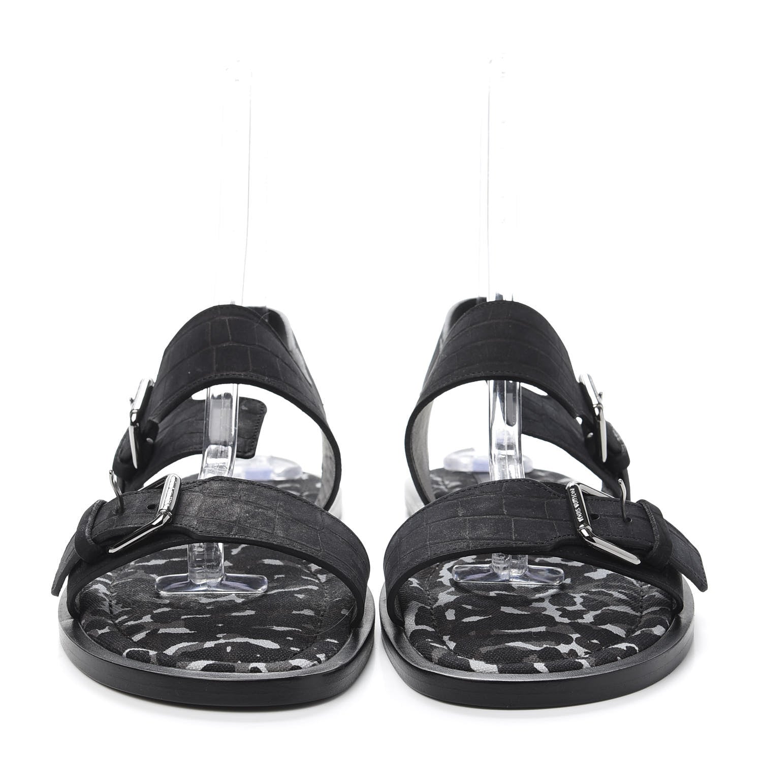 Louis Vuitton Nubuck Crocodile Embossed Mens Sandals 9.5 Black 2 of 9